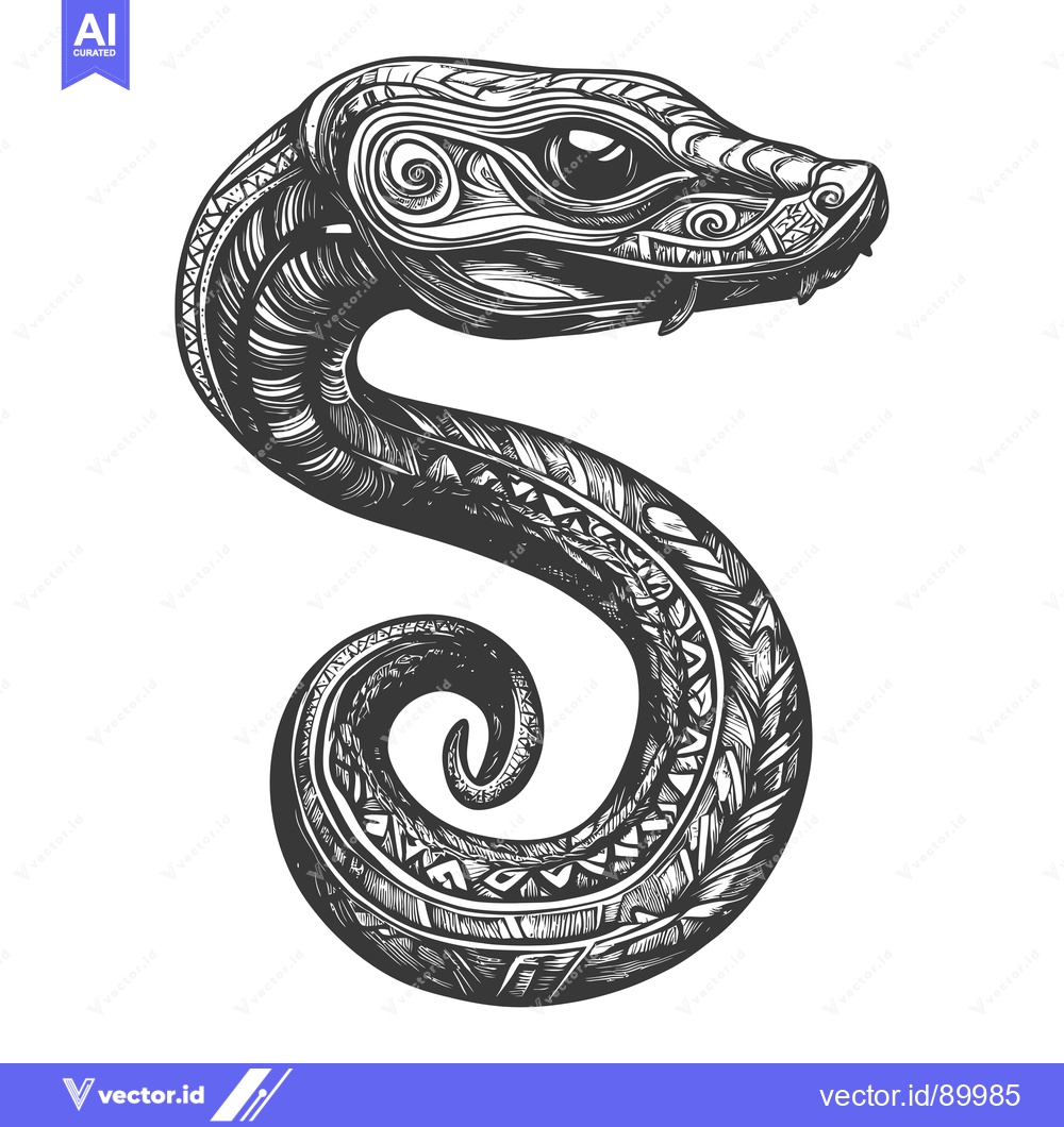 Premium Vector of Ornate Snake with Detailed Pattern and Large Eye