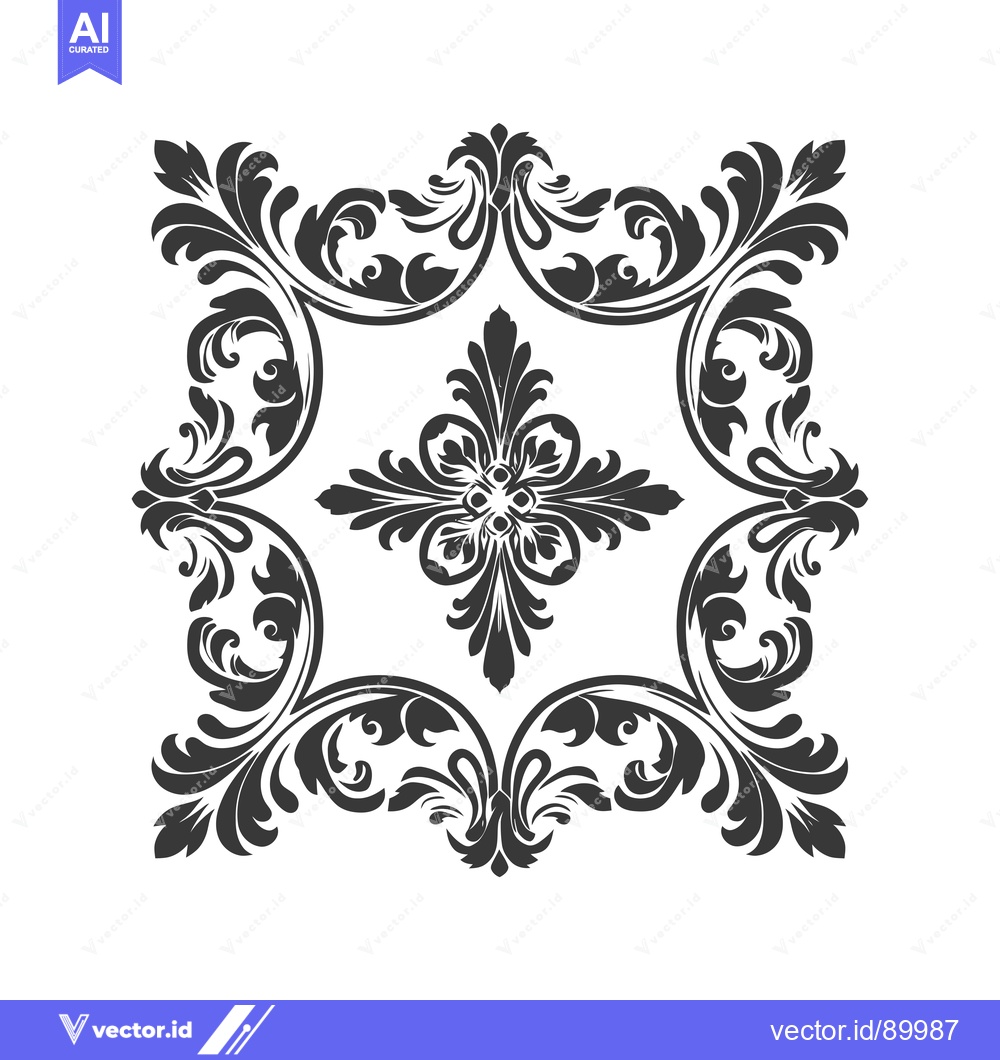Premium Vector dari Ornate Square Frame with Intricate Floral Design