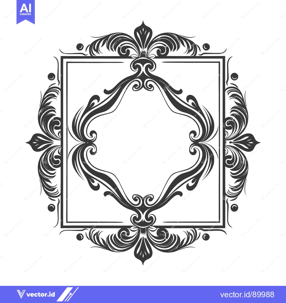 Premium Vector of Ornate Square Frame with Intricate Floral Designs