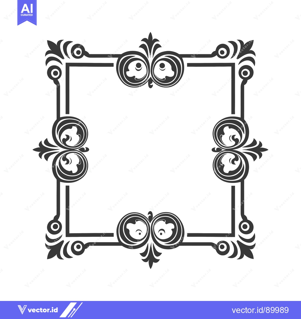 Premium Vector dari Ornate Square Frame with Swirling Floral Motifs