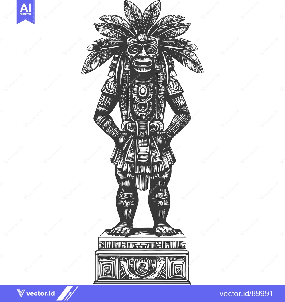 Premium Vector dari Ornate Statue of a Feathered Aztec God