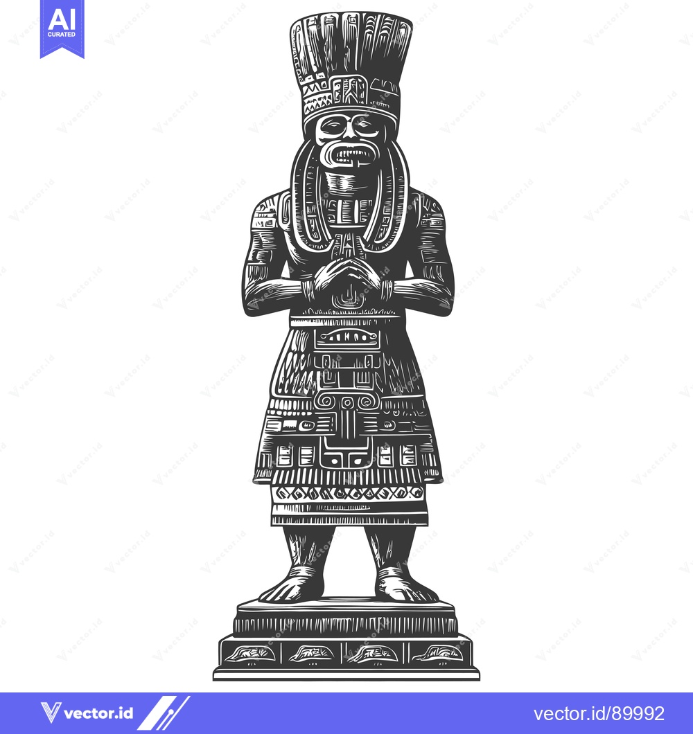 Premium Vector of Ornate Statue of a Figure in Traditional Dress with a Crown