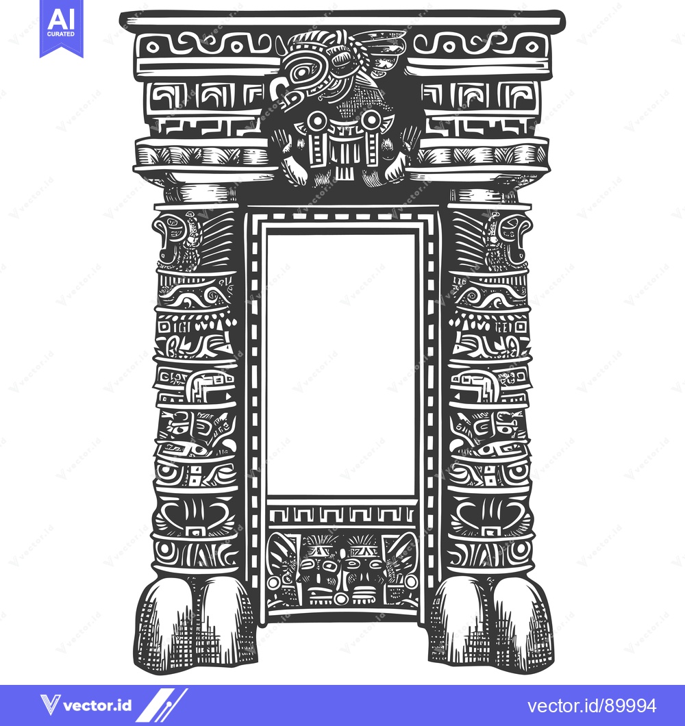 Premium Vector dari Ornate Stone Archway with Intricate Mayan-Style Carvings