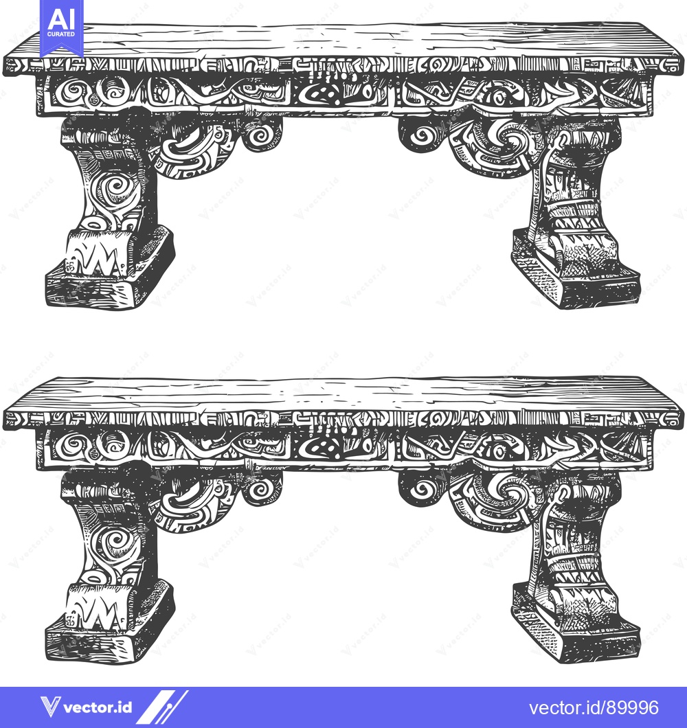 Premium Vector dari Ornate Stone Bench with Carved Details