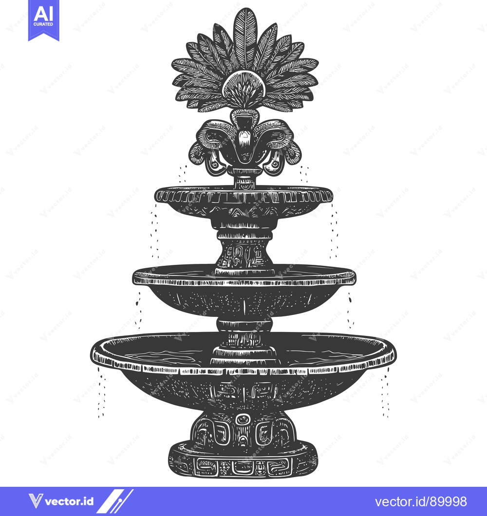 Premium Vector dari Ornate Stone Fountain with a Feather-Adorned Top