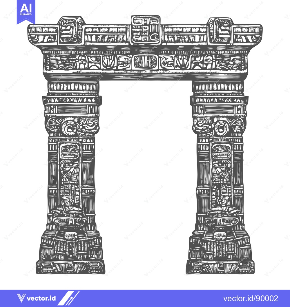Premium Vector dari Ornate Stone Gateway with Intricate Carvings