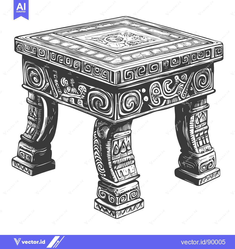Premium Vector dari Ornate Stone Table with Intricate Carvings
