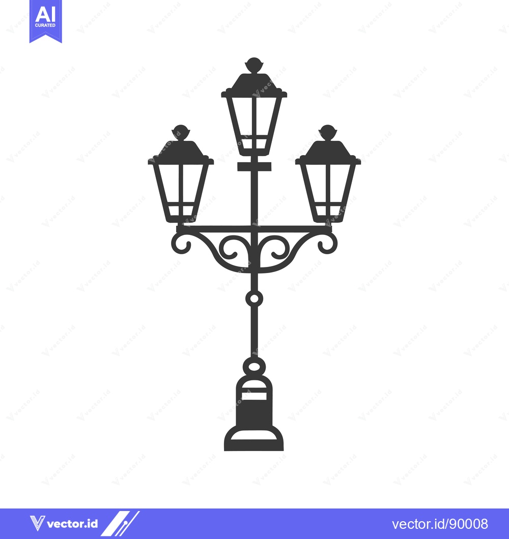 Premium Vector of Ornate Street Lamp with Three Lampshades