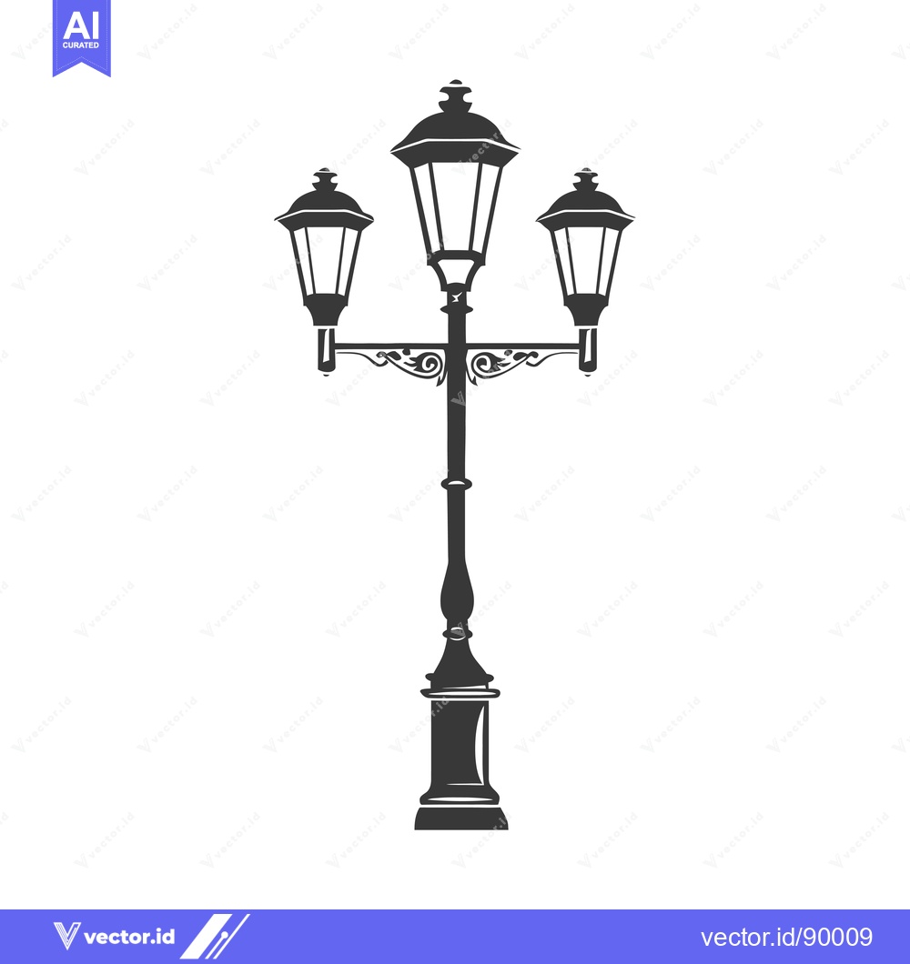 Premium Vector dari Ornate Street Lamp with Three Lights