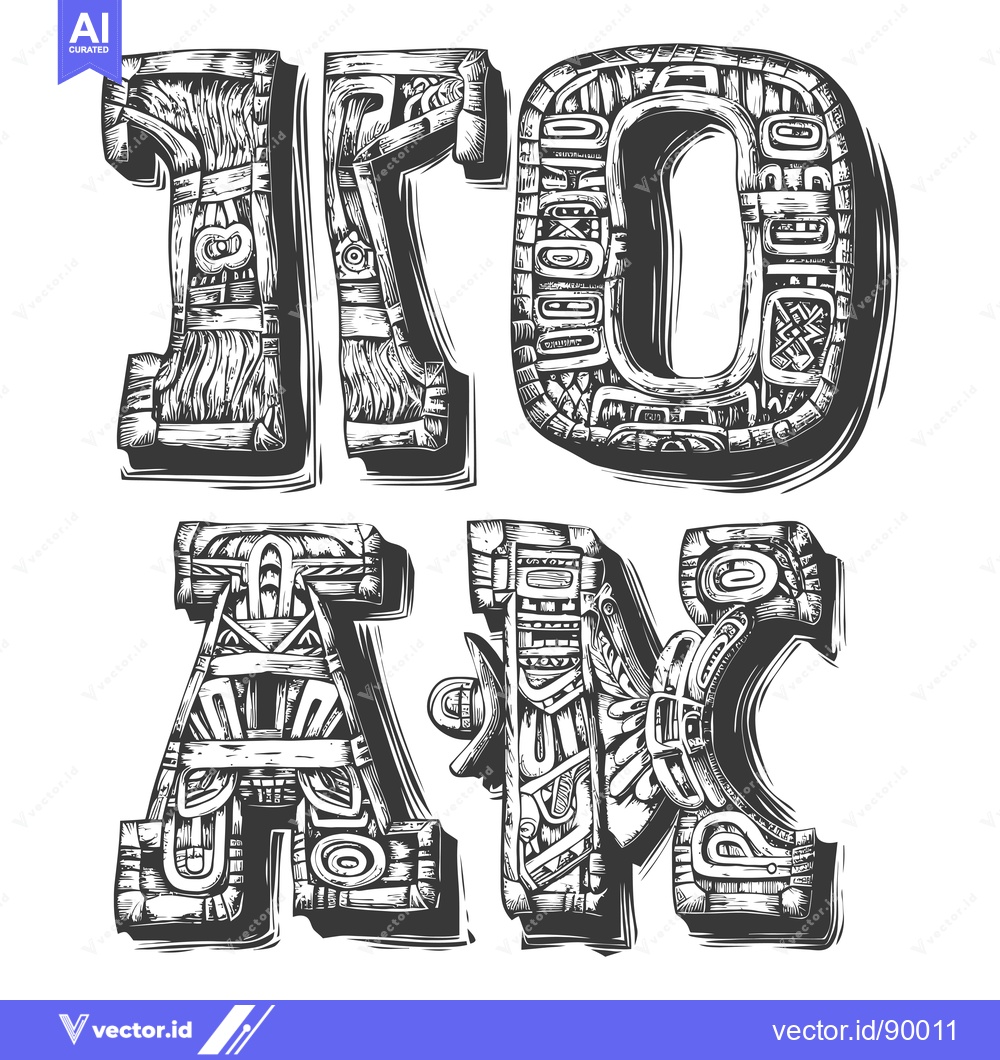 Premium Vector of Ornate Stylized Letters Forming the Word "IOAK"