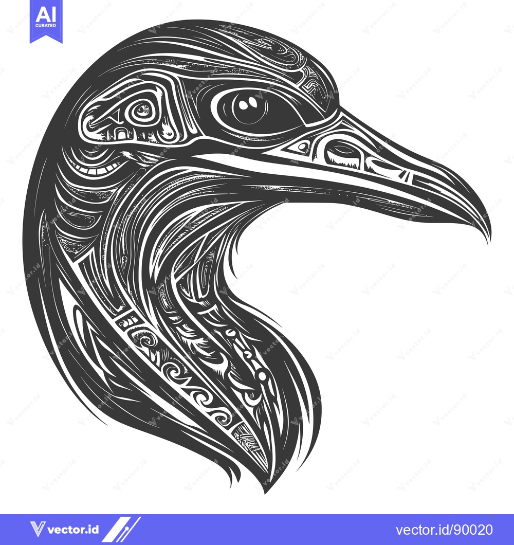 Premium Vector of Ornate Tribal Design of a Bird's Head in Profile