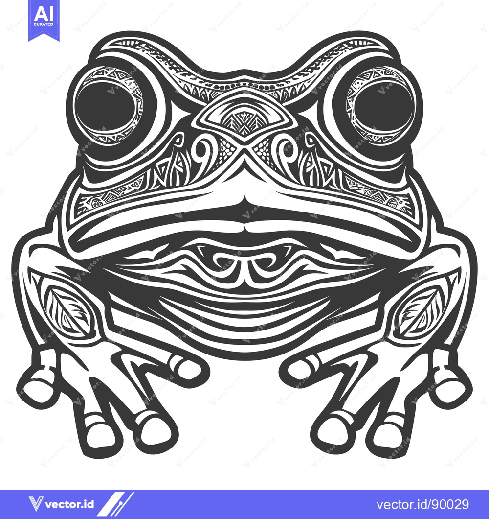Premium Vector of Ornate Tribal Style Frog with Geometric Patterns
