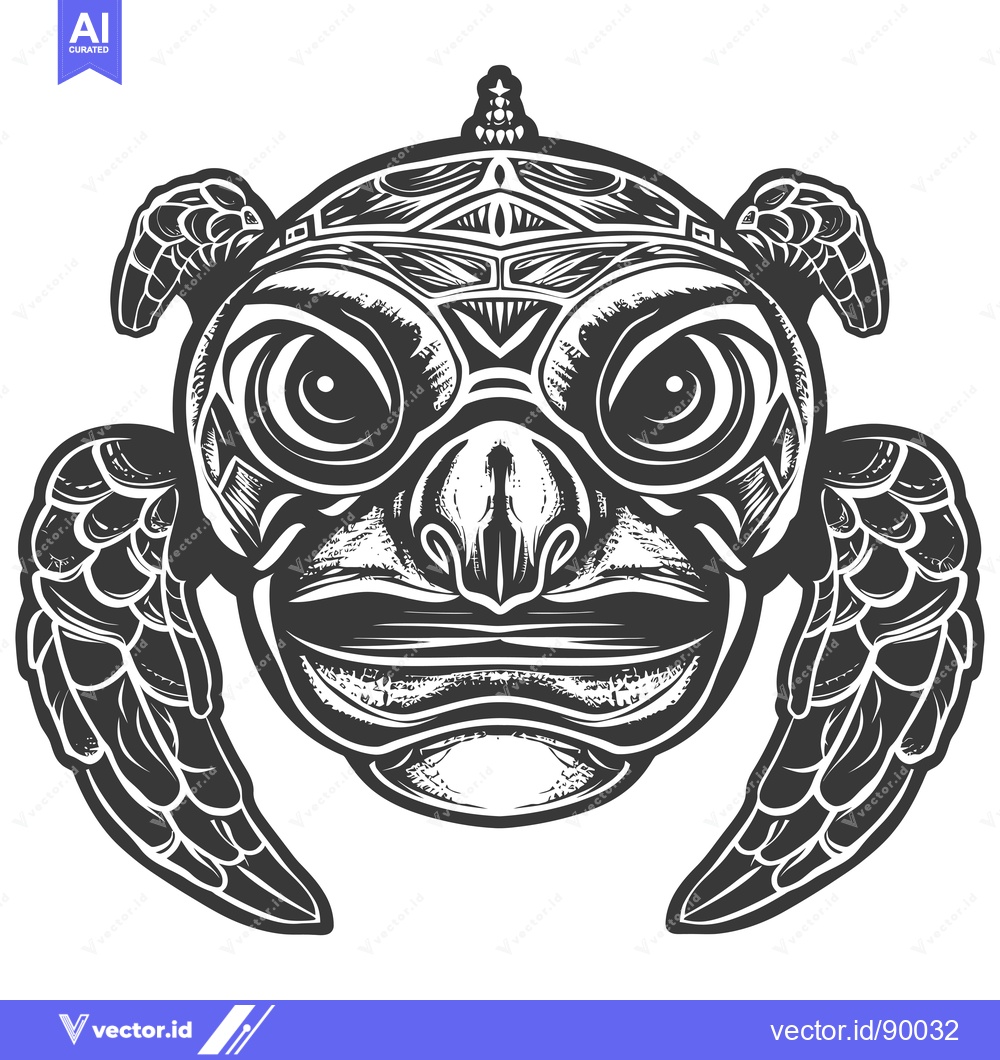 Premium Vector of Ornate Turtle Head with Wings and Tribal Design