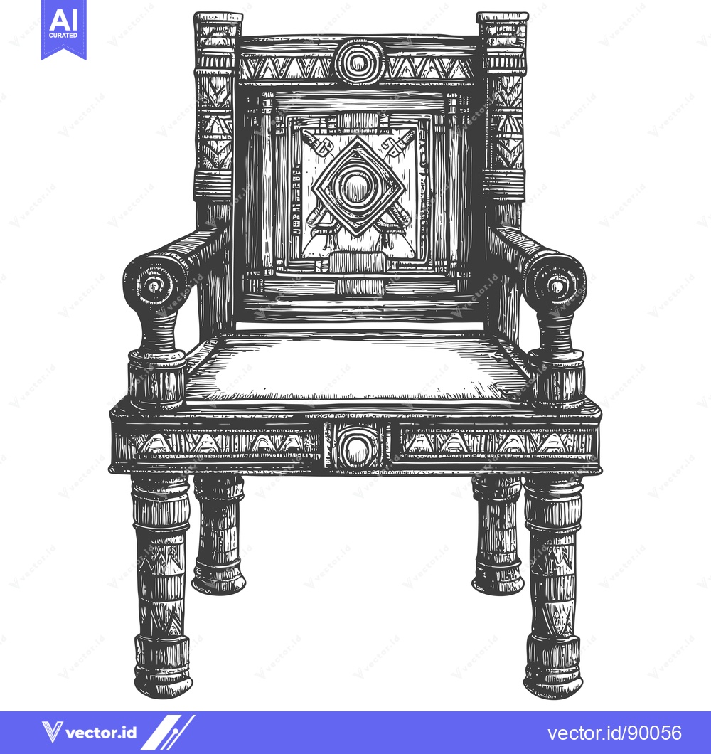 Premium Vector of Ornate Wooden Chair with Detailed Carvings