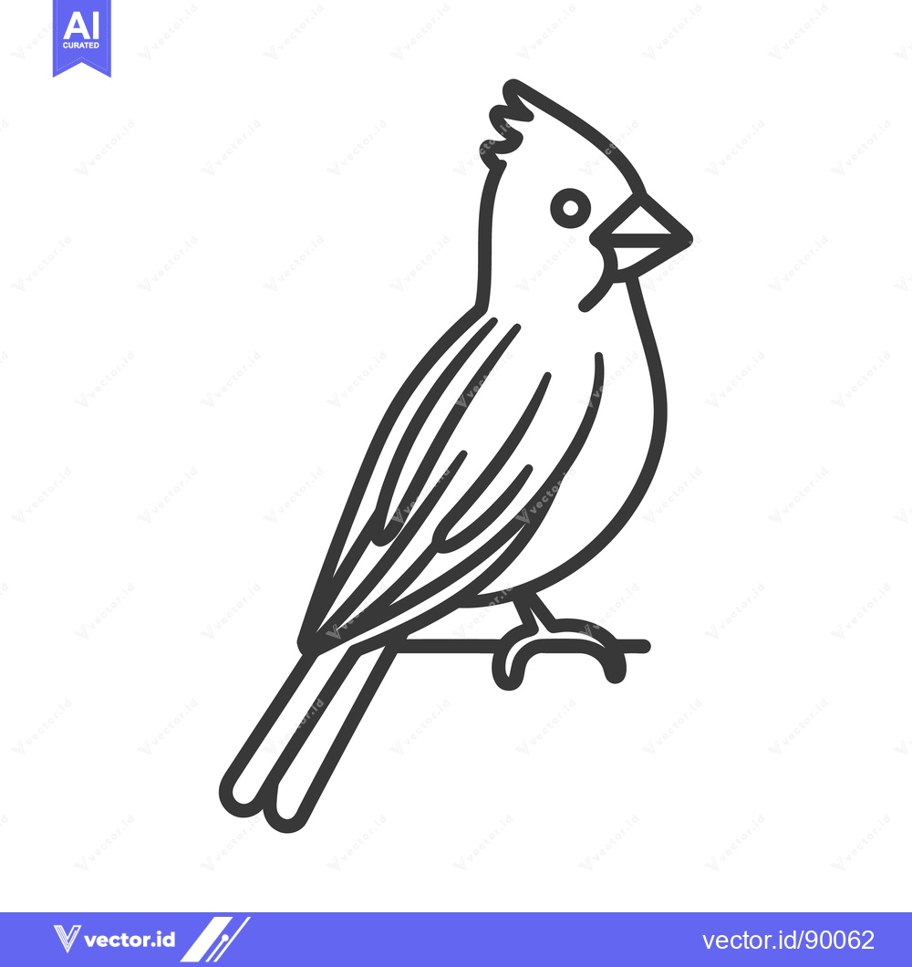 Premium Vector of A simple black and white illustration of a bird perched casually