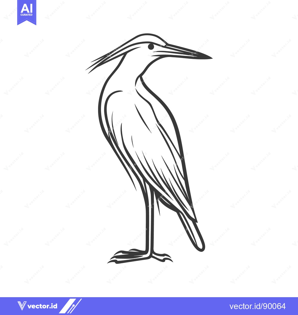 Premium Vector of A standing bird illustration drawn with fine simple black lines