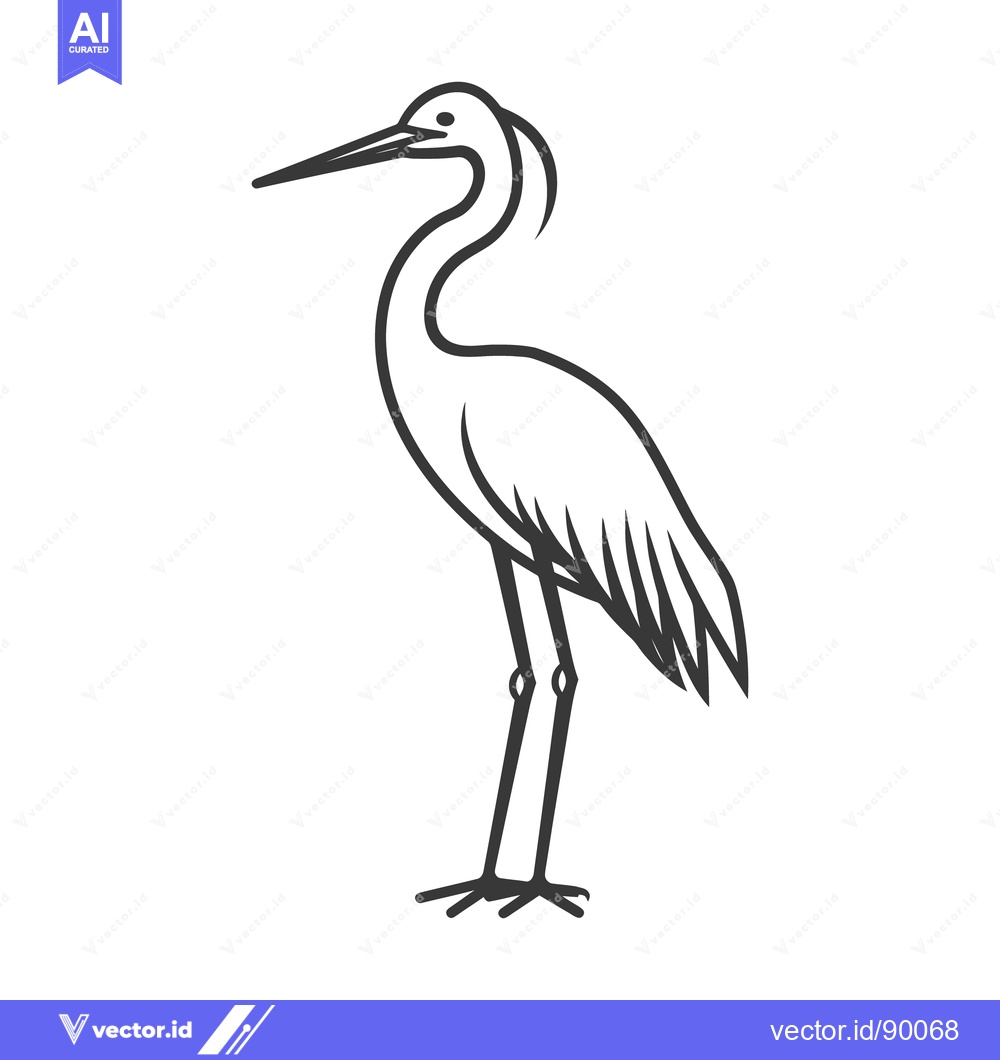 Premium Vector dari A stylized illustration depicts a single bird standing upright