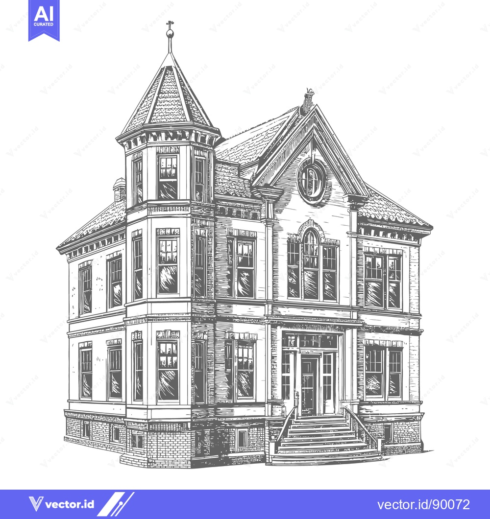 Premium Vector of A detailed illustration depicting an elaborate historical residential