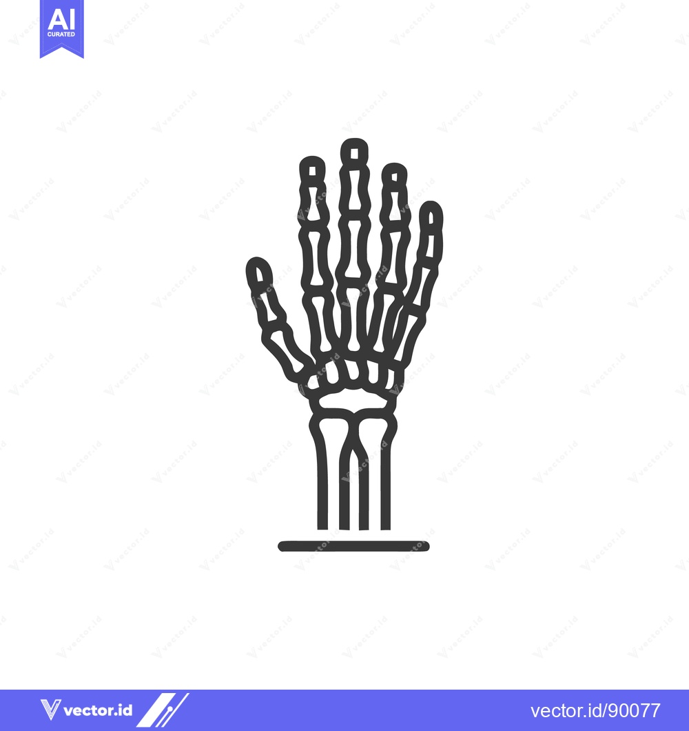 Premium Vector dari Anatomical Hand Skeleton Illustration: Medical Icon in Minimalist Line