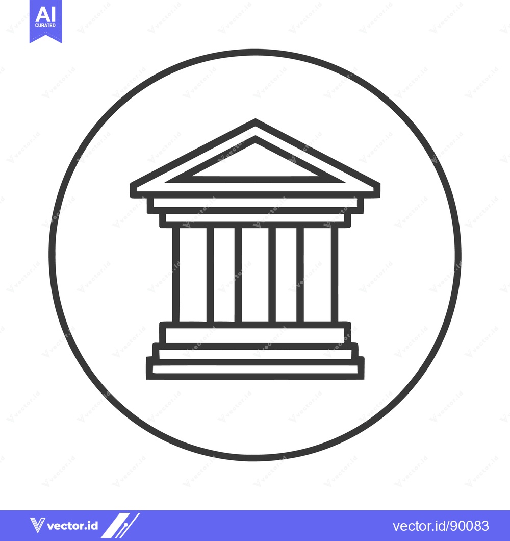 Premium Vector of Minimalist Icon of Classical Building with Columns in Circle