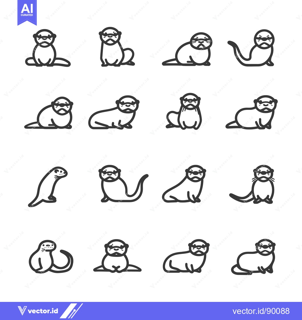Premium Vector of Otter Icon Set in Different Poses