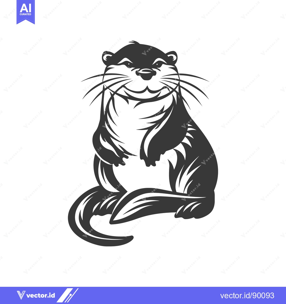 Premium Vector dari A stylized illustration of an adorable smiling river otter
