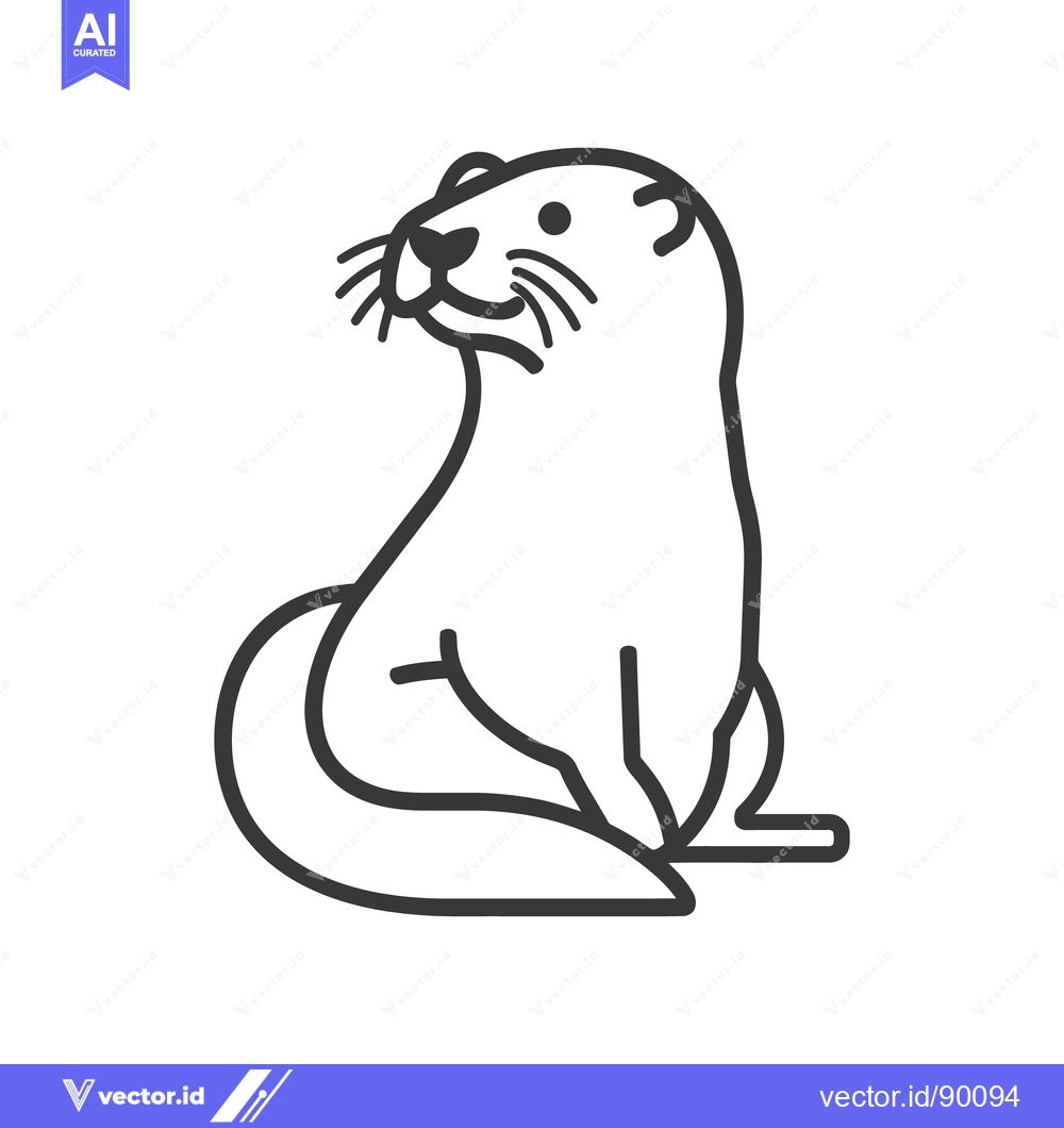 Premium Vector dari A minimalistic black and white illustration of a sitting otter
