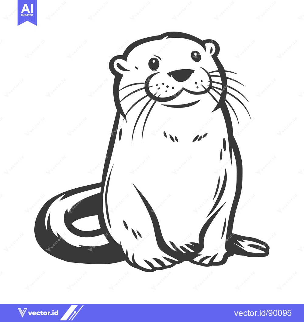 Premium Vector of A cute and friendly otter is sitting and looking forward