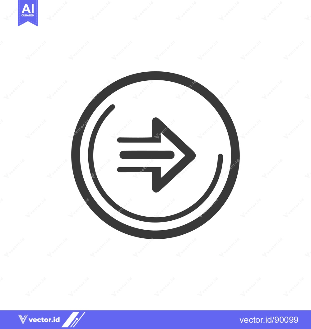 Premium Vector of Right Arrow Icon in Double Circle, Vector Graphic, Navigation Symbol