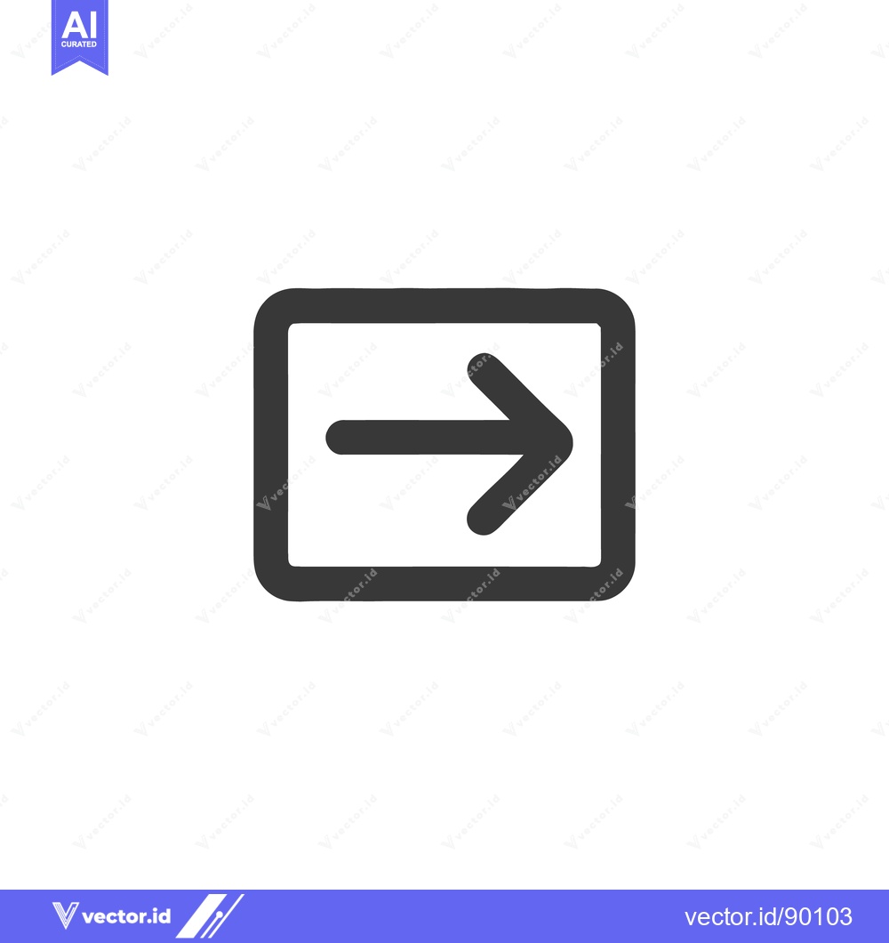 Premium Vector dari Bold Right Arrow Icon in Rounded Square Frame on White Background
