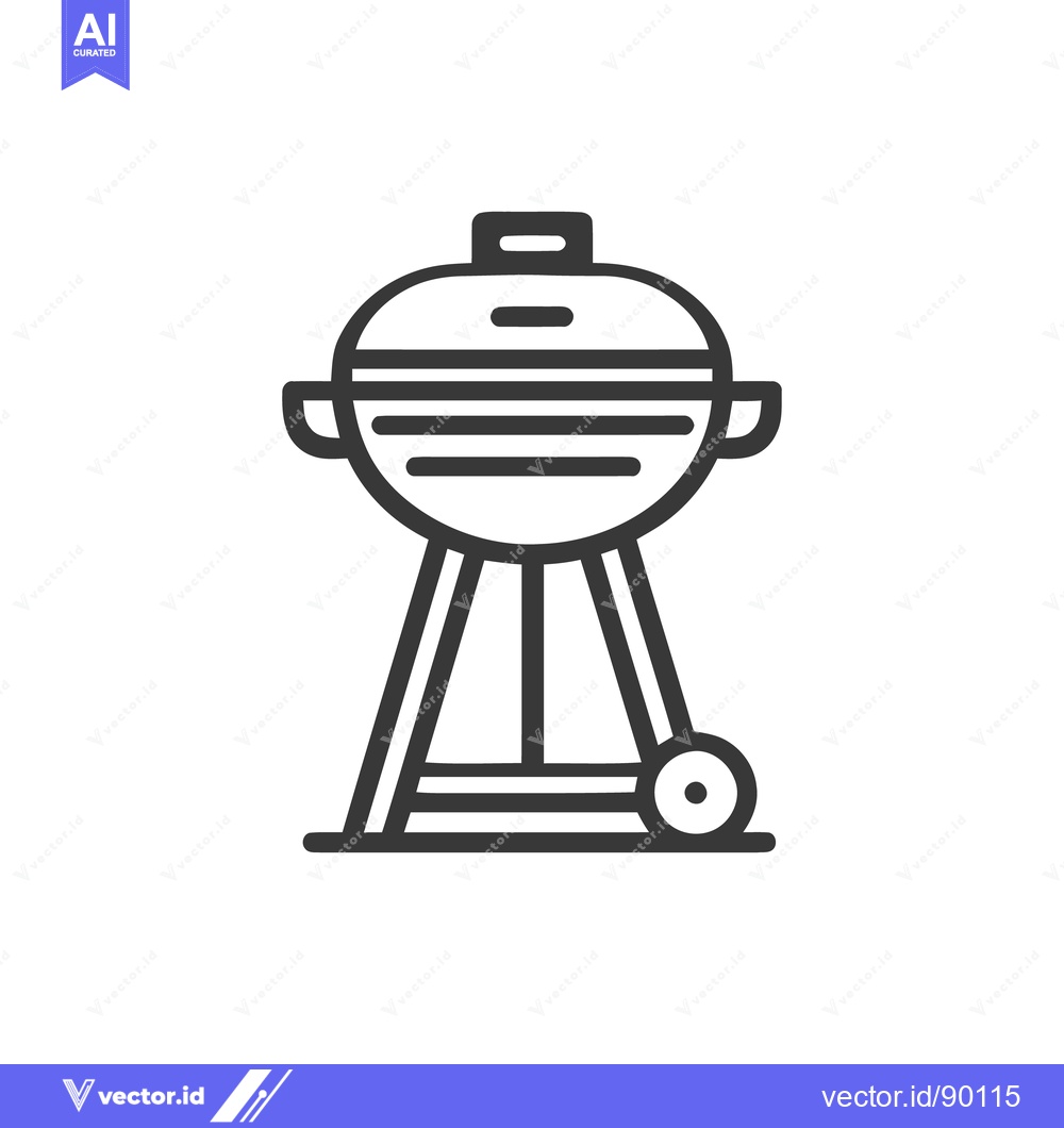 Premium Vector dari Minimalist Grill Icon: Sleek Black and White Barbecue Design