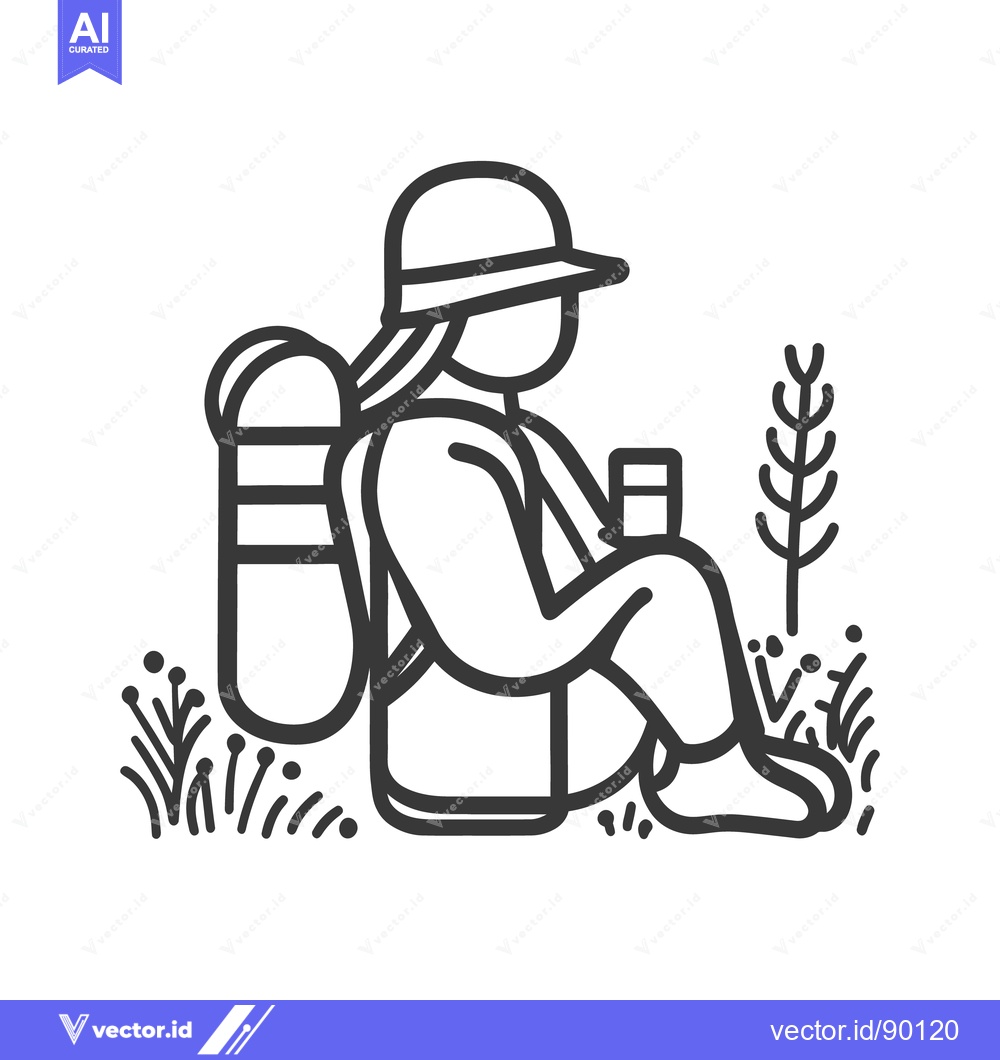 Premium Vector of A person wearing a hat sits relaxed with beverage outside