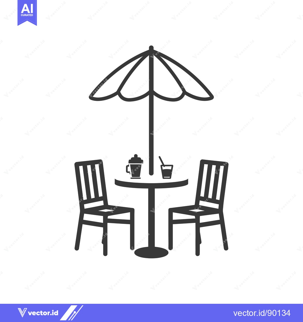 Premium Vector dari Outdoor Table and Chairs with Umbrella