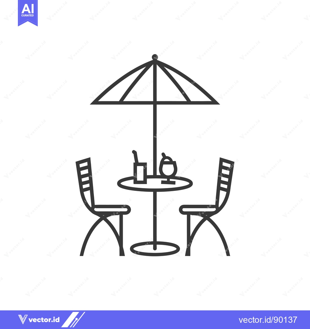 Premium Vector of Outdoor Table Set with Umbrella and Drinks