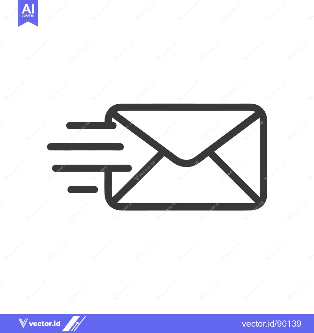 Premium Vector of Fast Delivery: Minimalist Envelope Icon with Speed Lines on White Back