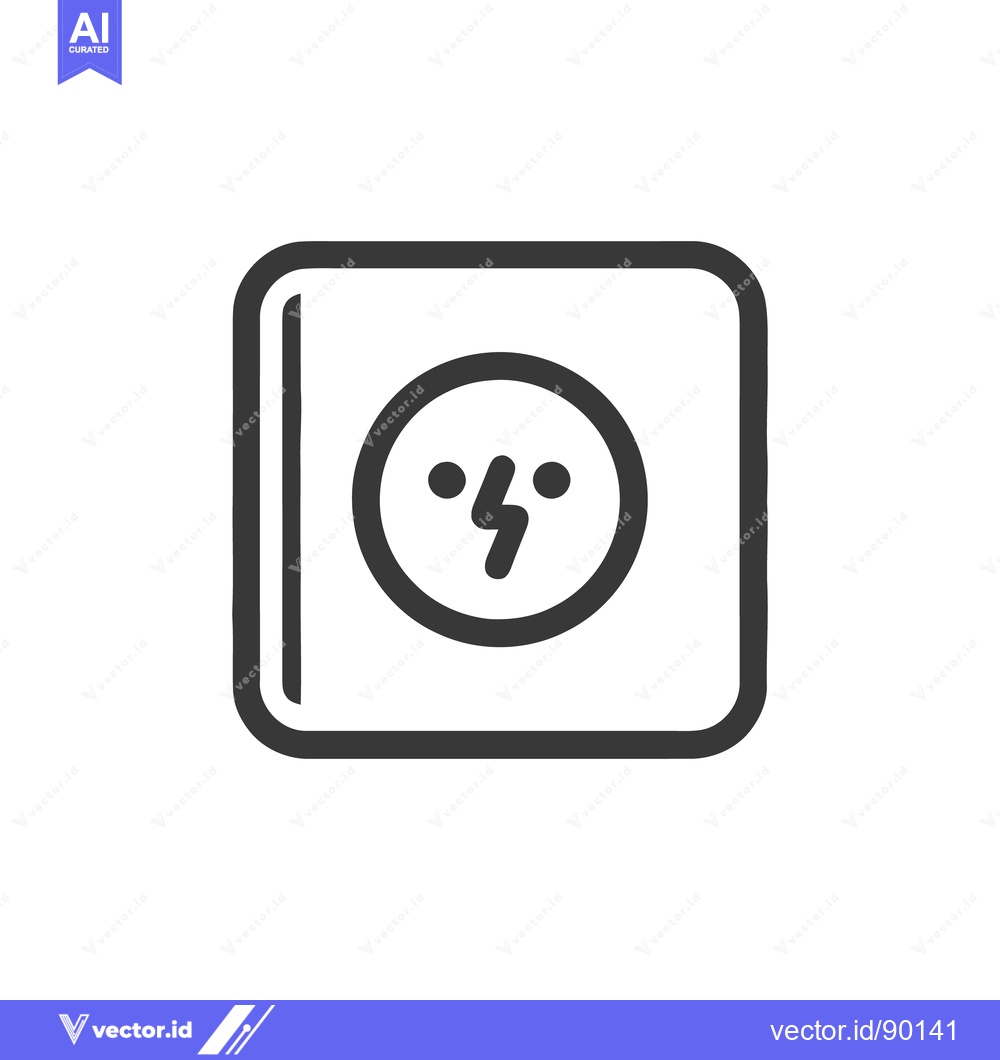 Premium Vector of Minimalist Electrical Outlet Icon with Lightning Bolt Symbol in Dark G