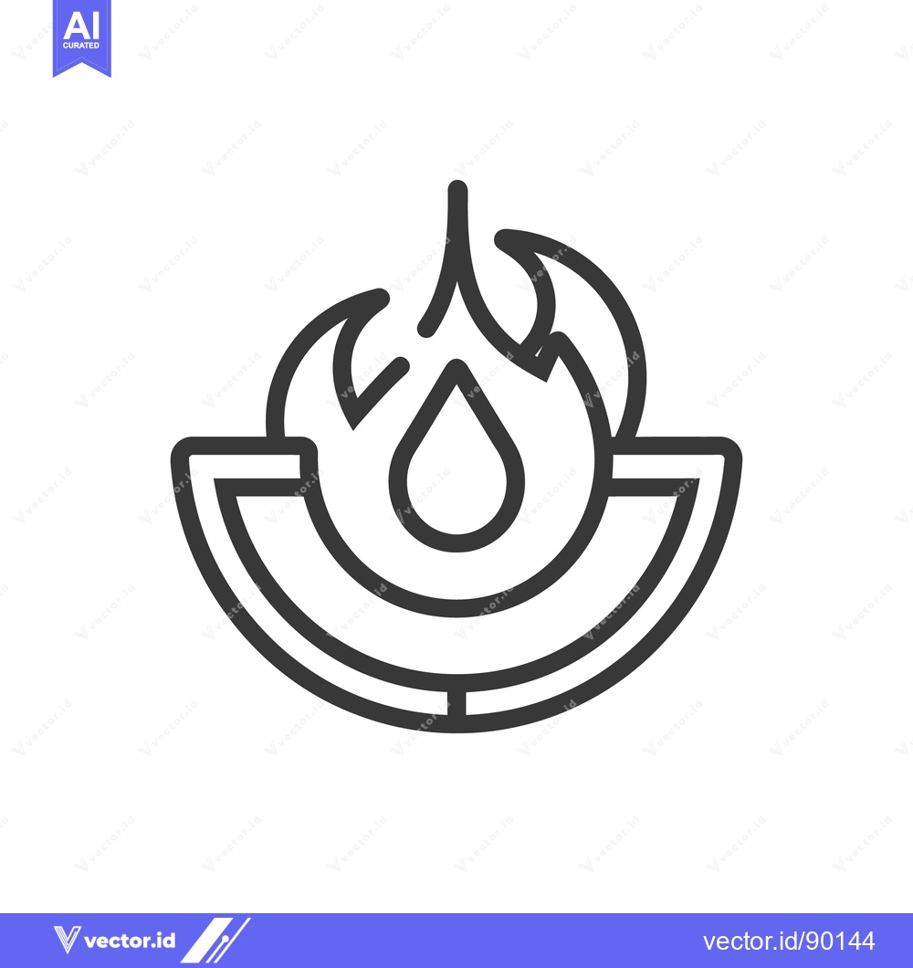 Premium Vector of A simple black line illustration of flames above a container