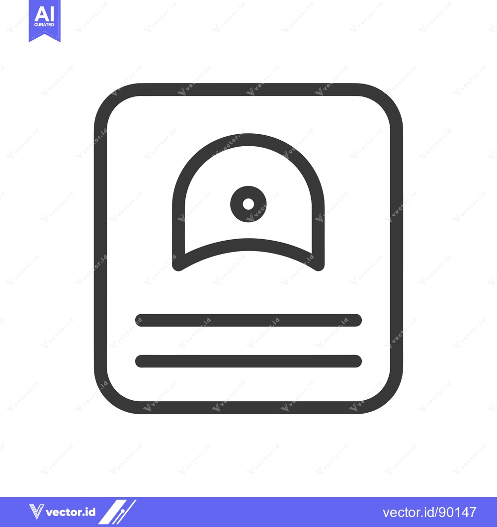 Premium Vector of Outlined Icon of a Profile Card with a Hat on It