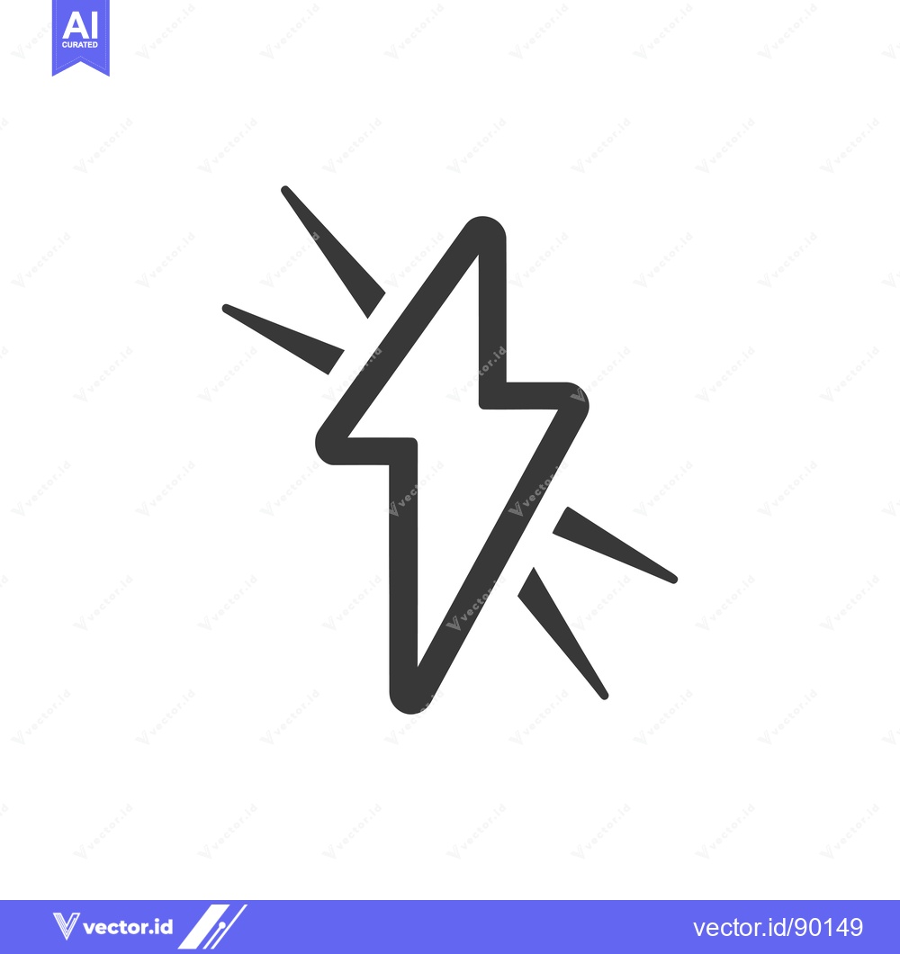 Premium Vector dari Outlined lightning bolt with three rays on each side
