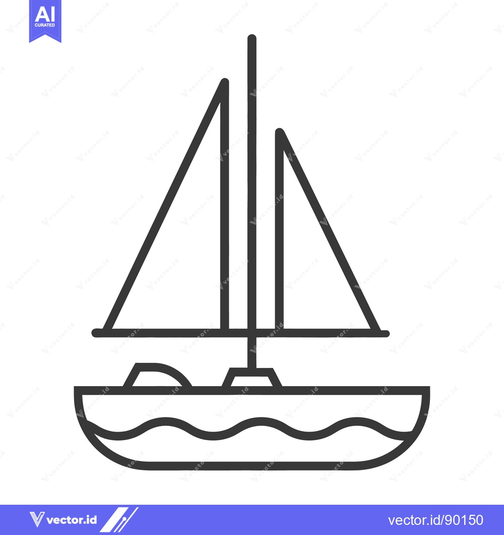 Premium Vector dari A simple black and white line drawing of a sailboat