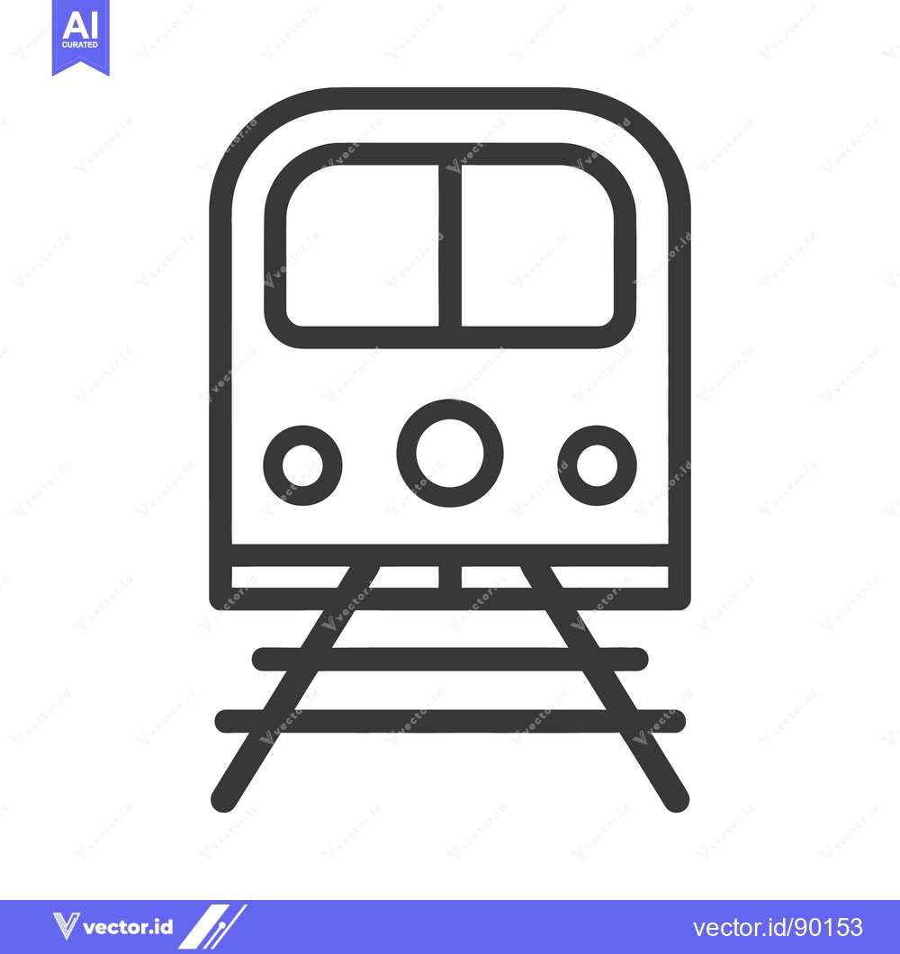 Premium Vector dari Front View Of An Illustrated Train On Tracks Symbol