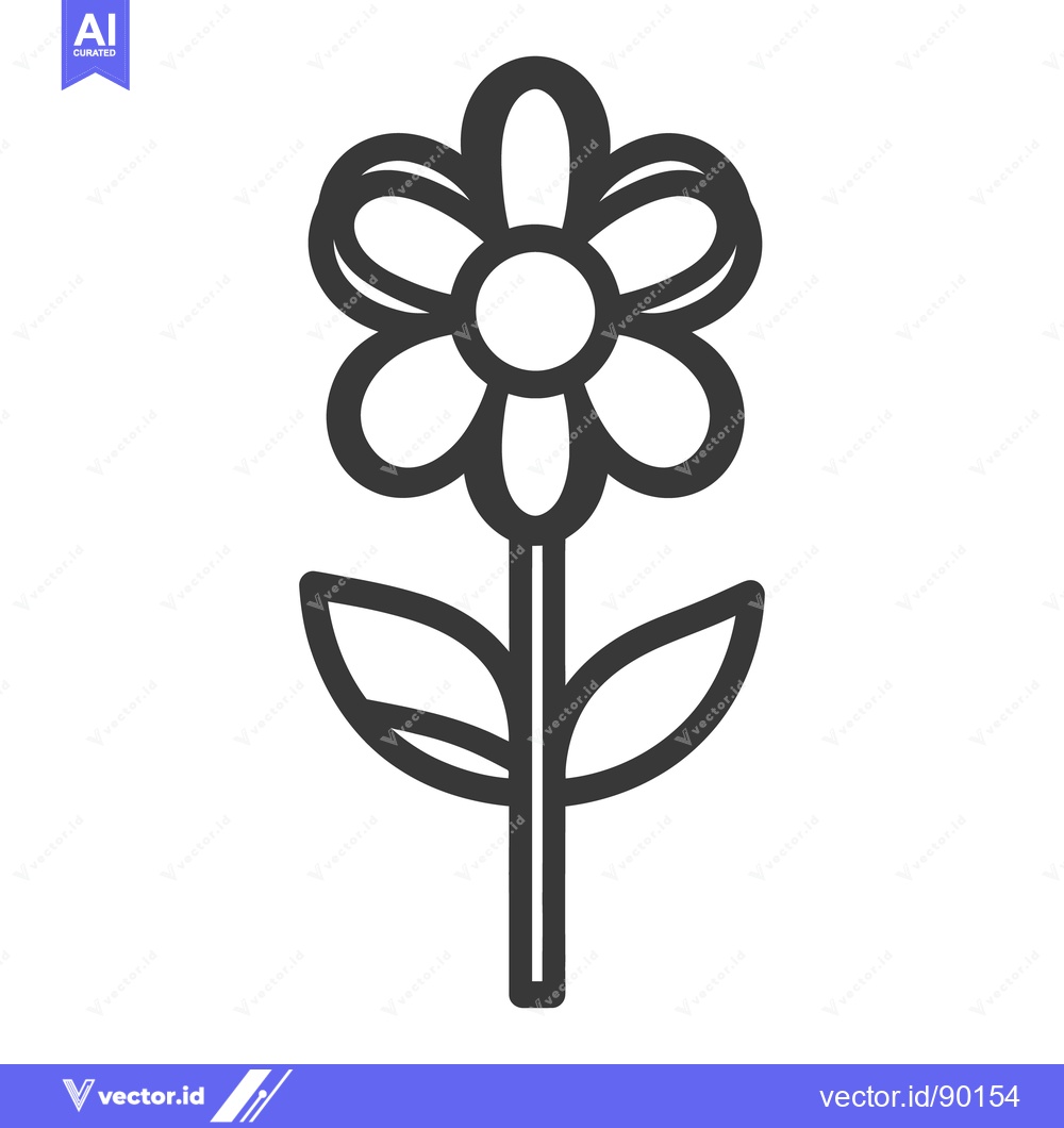 Premium Vector dari A simple graphic illustration of a flower with petals and leaves