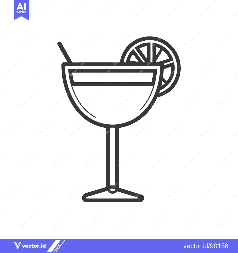 Premium Vector dari A glass of cocktail with a lime slice and a straw