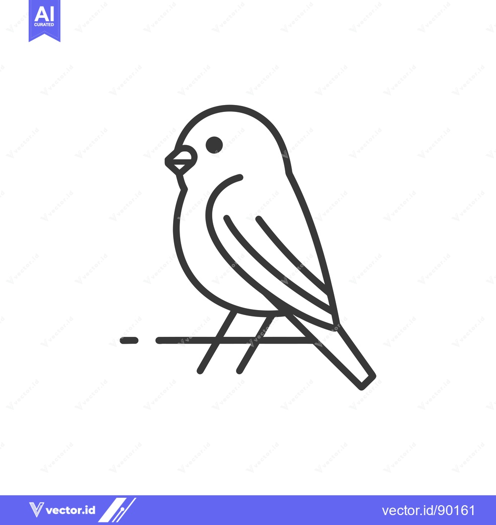 Premium Vector dari Outline Drawing of a Bird Perched on a Branch