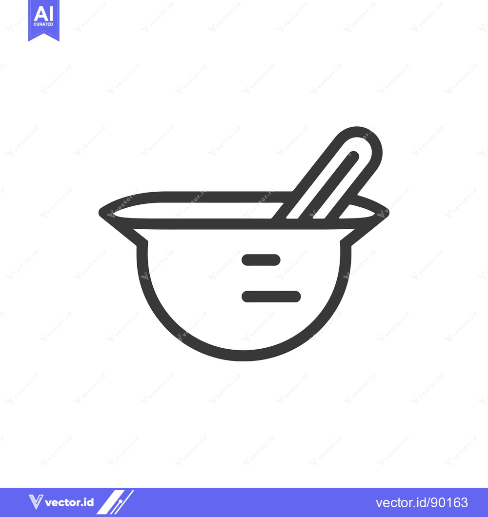 Premium Vector dari Outline Drawing of a Bowl and a Stirrer