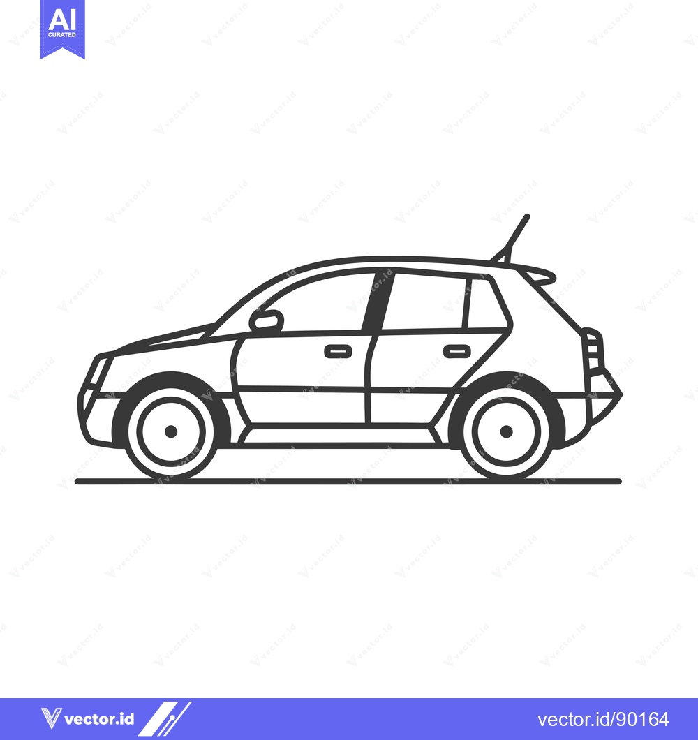 Premium Vector of Outline Drawing of a Car in Side View