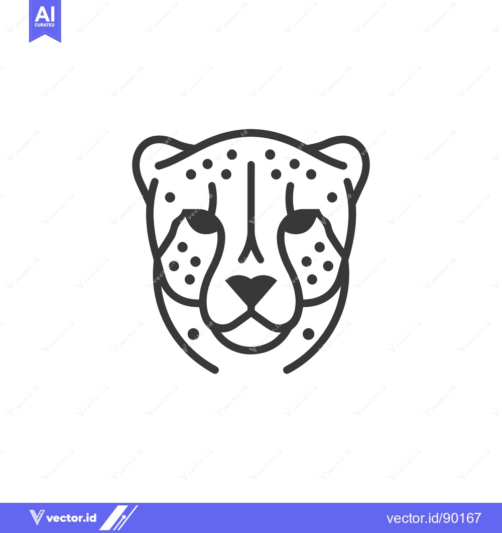 Premium Vector dari Outline Drawing of a Cheetah's Head with Spots