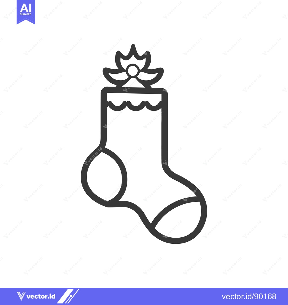 Premium Vector of Outline drawing of a Christmas stocking with a star on top