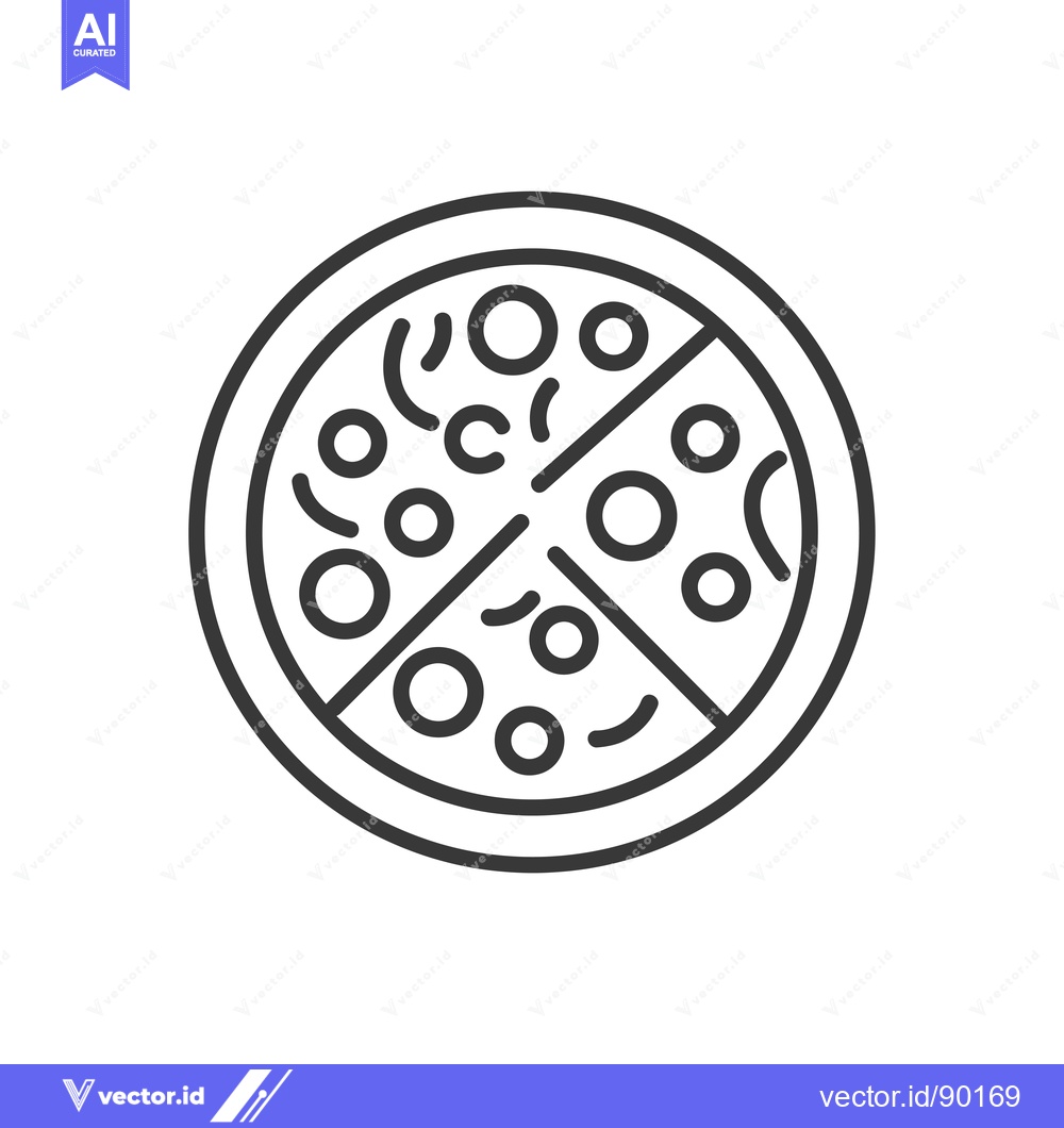 Premium Vector dari Outline drawing of a circular pizza with different toppings