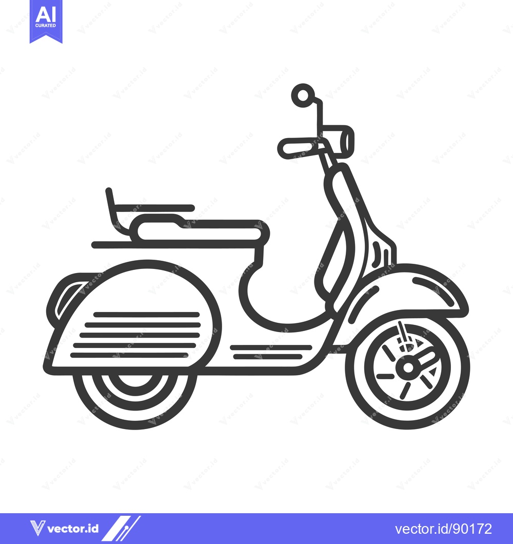 Premium Vector dari Outline drawing of a classic scooter